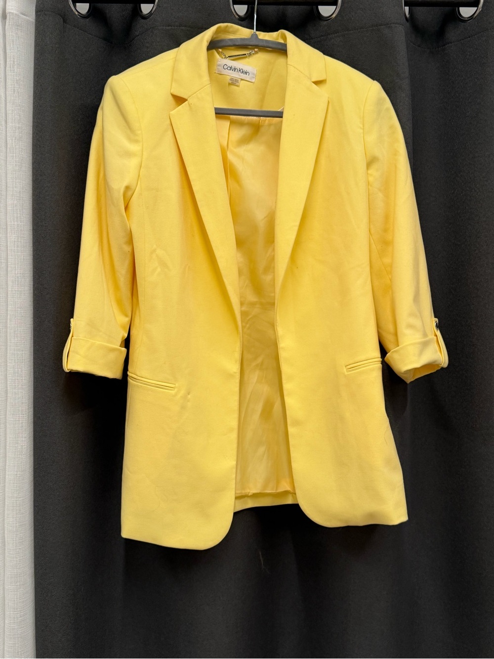 Calvin Klein Women's Bright Yellow Open-Front Blazer